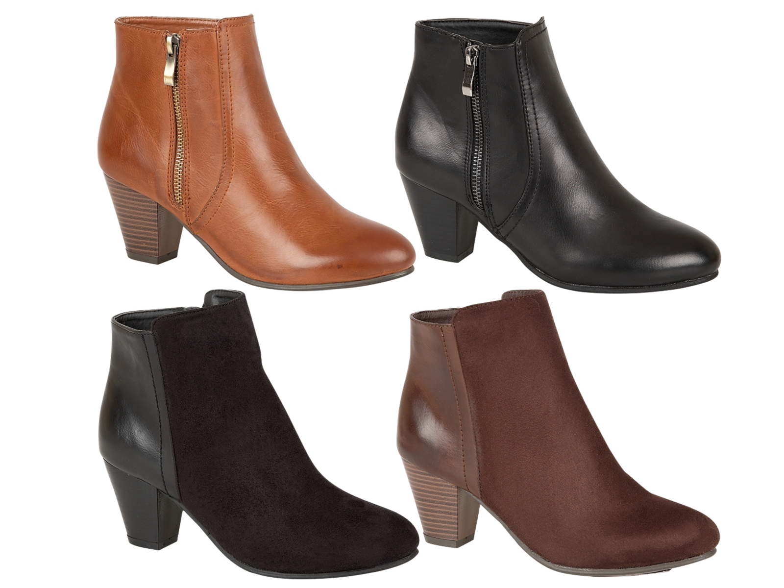 Womens Mid Block Cuban Heels Winter Short Chelsea Ankle Boots Ladies Size UK 4-8 | eBay